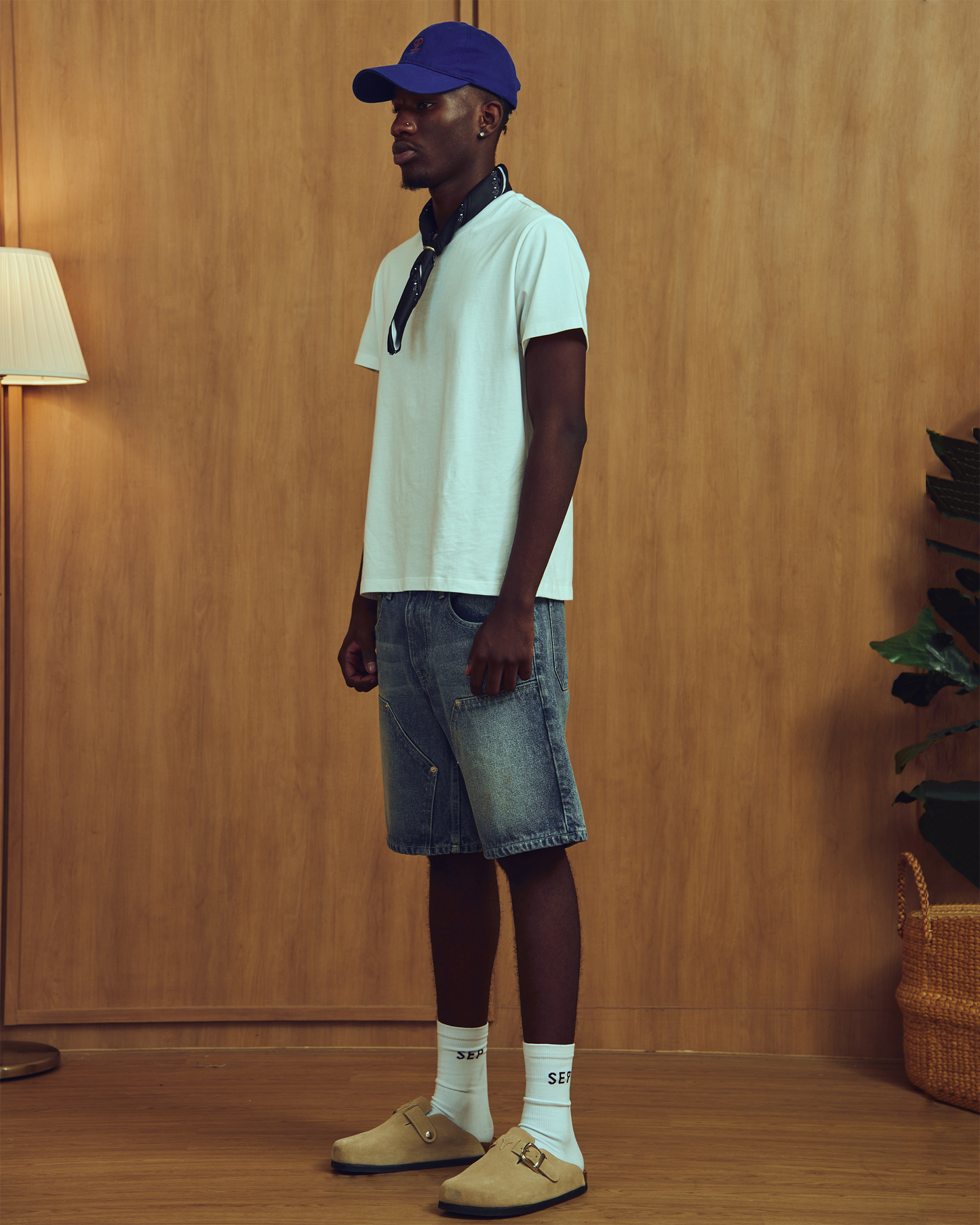 DOUBLE KNEE DENIM SHORTS MB