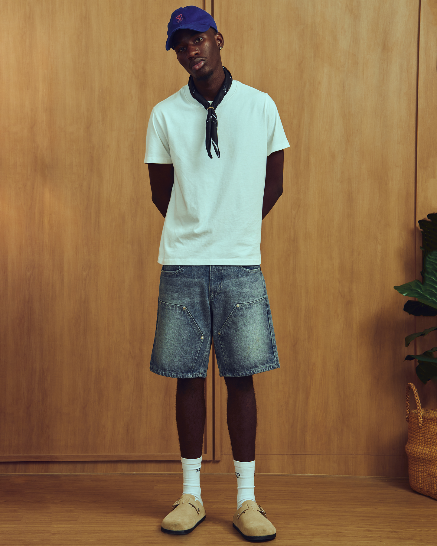 DOUBLE KNEE DENIM SHORTS MB