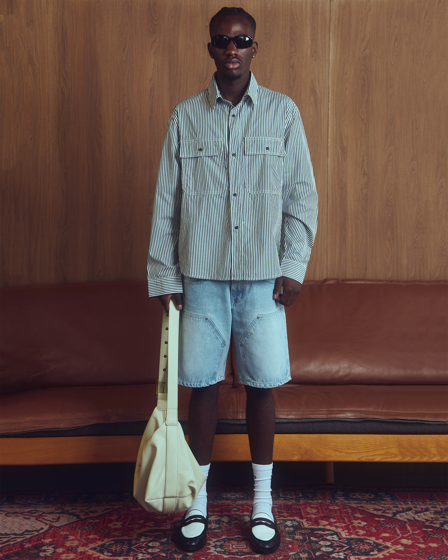 DOUBLE KNEE DENIM SHORTS BL
